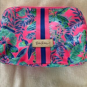 Lilly Pulitzer Pink and Blue Tropical Pouch